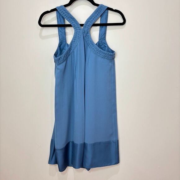 Banana Republic Silk Dress S Chiffon Blue Sheath Racerback Wedding Cocktails - Picture 4 of 8
